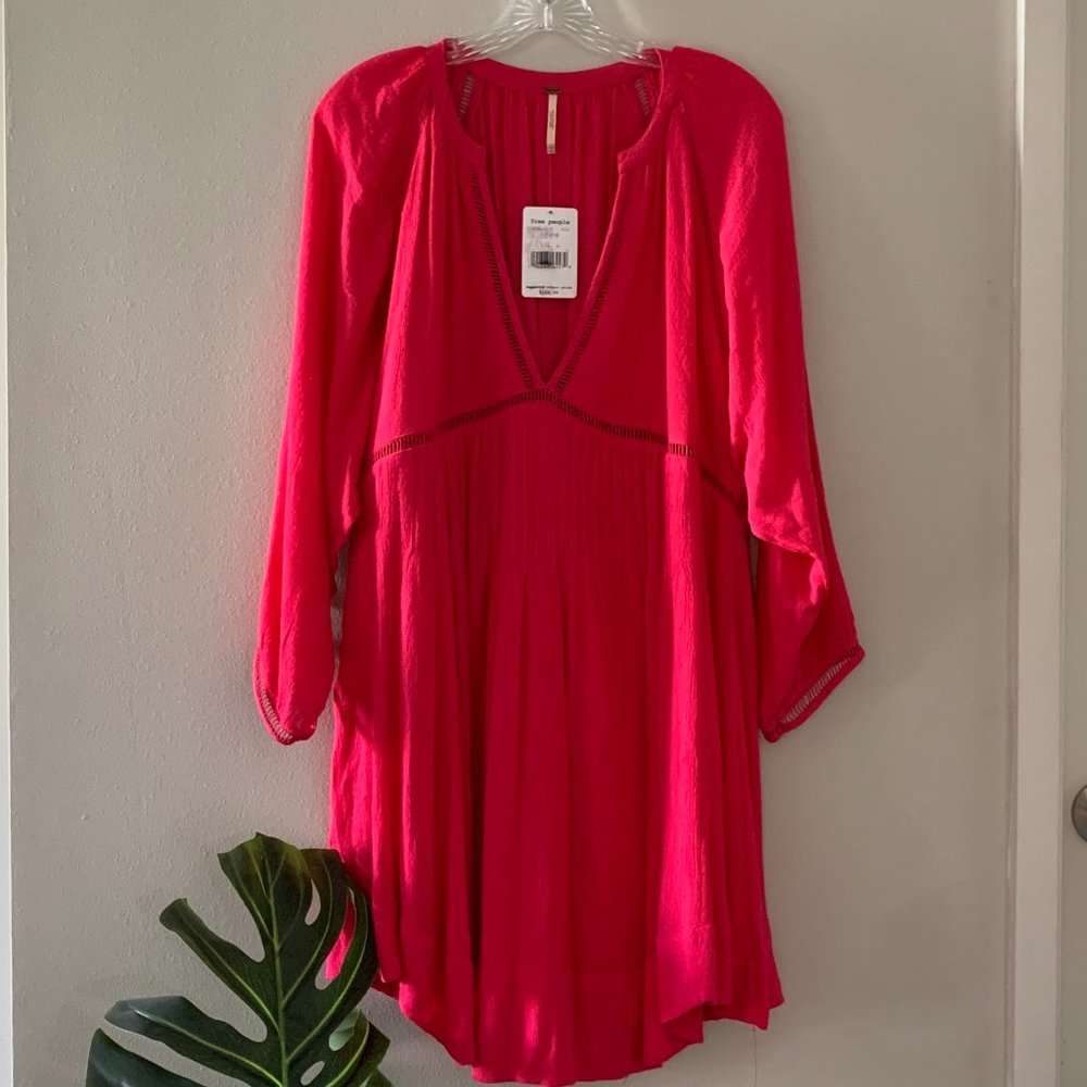NWT Free People Deep Pink Babydoll Dress Medium